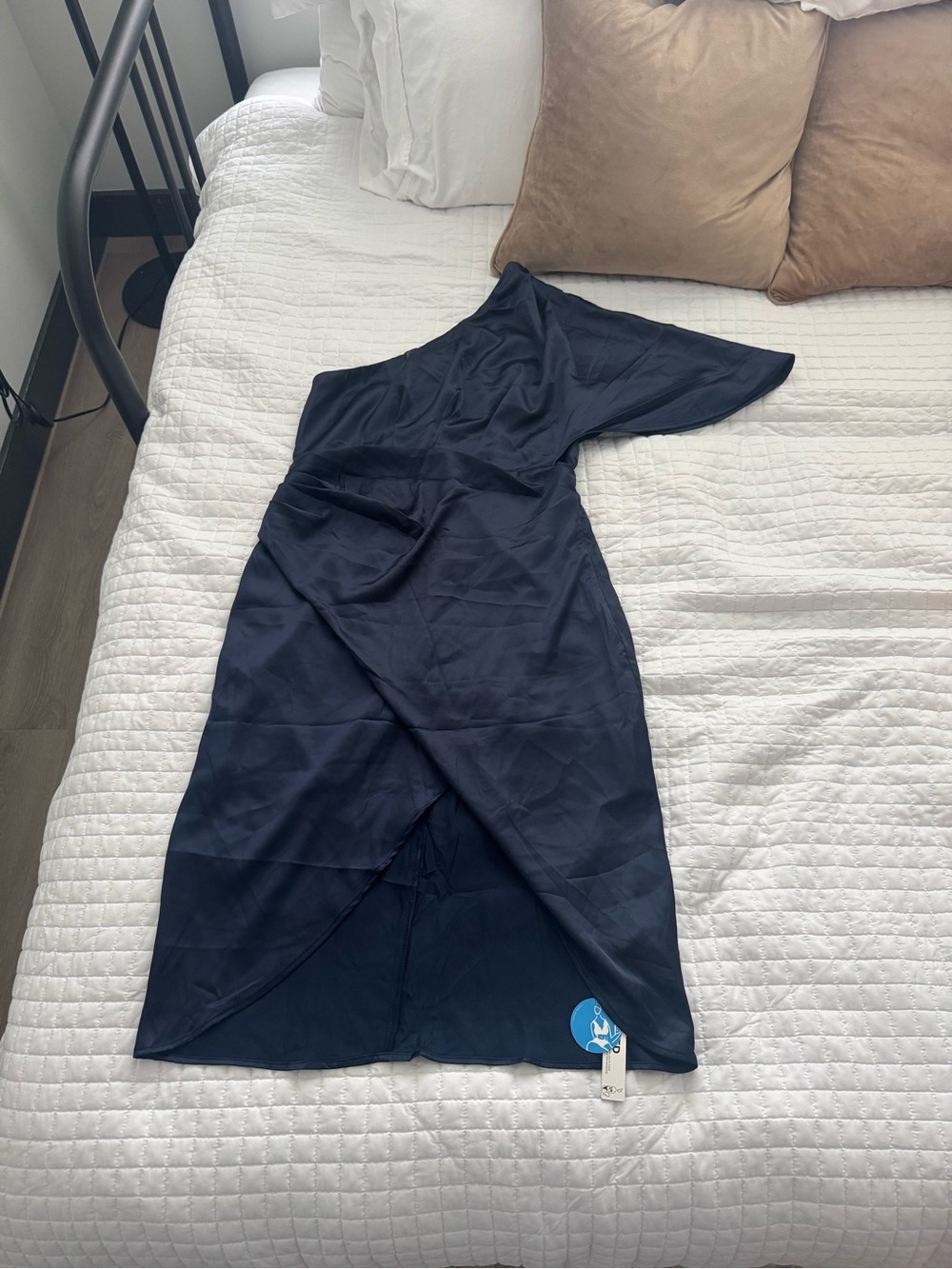 Cupshe Navy One-Shoulder Wrap Dress